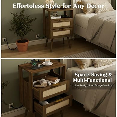 AKSZRI Nightstand in Walnut Brown (2D)