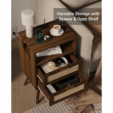 AKSZRI Nightstand in Walnut Brown (2D)