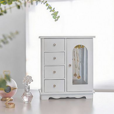 Elegant Jewelry Box with 4 Drawers and 3 Windows