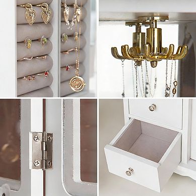 Elegant Jewelry Box with 4 Drawers and 3 Windows