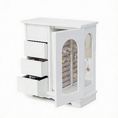 Elegant Jewelry Box with 4 Drawers and 3 Windows