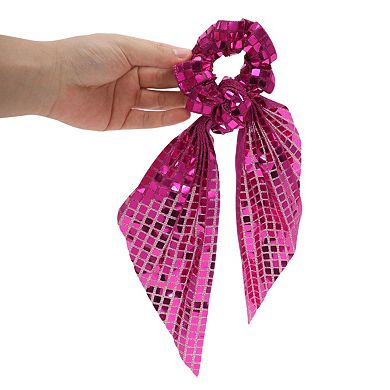 Elegant Square Sequin Bow Ribbon Hair Elastic Band 1 Pc
