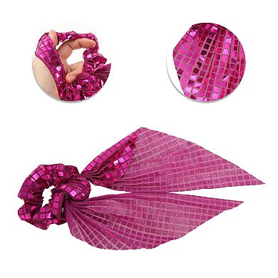 Elegant Square Sequin Bow Ribbon Hair Elastic Band 1 Pc