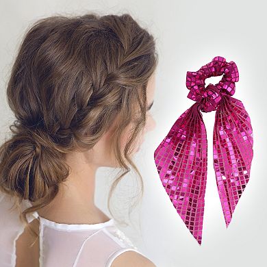 Elegant Square Sequin Bow Ribbon Hair Elastic Band 1 Pc