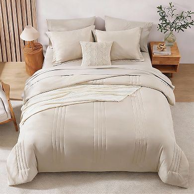 7-Piece Beige Queen Comforter Set All Seasons