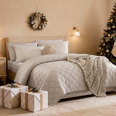 7-Piece Beige Queen Comforter Set All Seasons