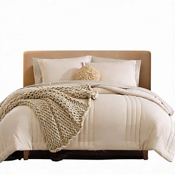 7 pc Beige Queen Comforter Set All Seasons