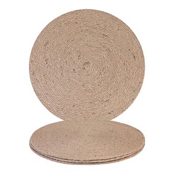 Farmhouse Placemats Set of 4 Woven for Home Kitchen, Kitchen Table Mat Wipe Clean Brown 15inch