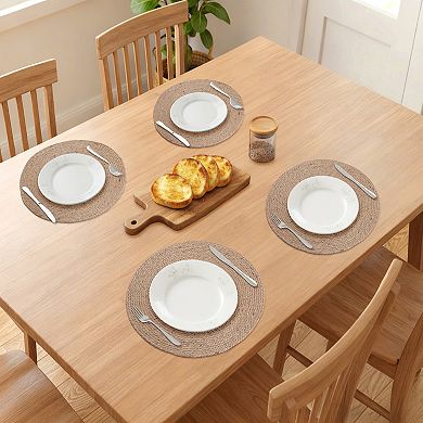 Farmhouse Placemats Set of 4 Woven Placemats for Home and Kitchen, Kitchen Table Mat Wipe Clean