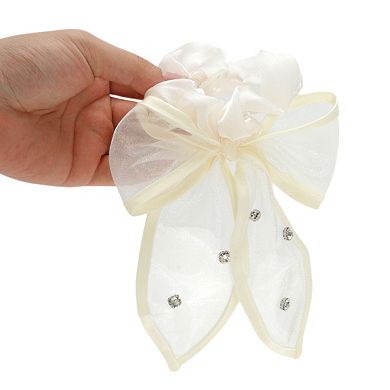 Grace Rhinestones Bow Scrunchie Hair Elastic Band 1 Pc