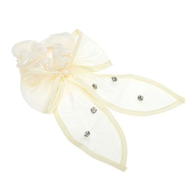 Grace Rhinestones Bow Scrunchie Hair Elastic Band 1 Pc