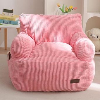AKSZRI Kids' Bean Bag Chair with Pocket - Stuffed Toddler Sofa for Boys & Girls, Gaming & Reading