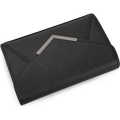 AKSZRI Women's Faux Leather Envelope Clutch - Formal Evening & Dressy Foldover Handbag