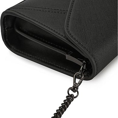 AKSZRI Women's Faux Leather Envelope Clutch - Formal Evening & Dressy Foldover Handbag