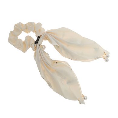 Elegant Double-layer Ribbon Pearl Scrunchies Hair Elastic Band 1 Pc