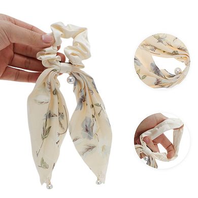 Elegant Double-layer Ribbon Pearl Scrunchies Hair Elastic Band 1 Pc