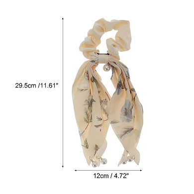 Elegant Double-layer Ribbon Pearl Scrunchies Hair Elastic Band 1 Pc