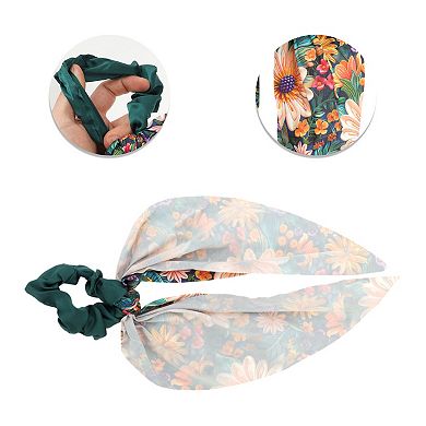 Cute Chrysanthemum Printed Ribbon Scrunchie Hair Elastic Band 1 Pc