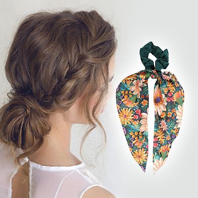 Cute Chrysanthemum Printed Ribbon Scrunchie Hair Elastic Band 1 Pc