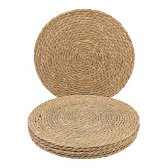 Farmhouse Set of 6 Straw Woven Placemats for Dining Decor Indoor Outdoor Kitchen Mat Brown 13*13inch