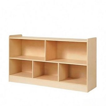 AKSZRI Wooden Toy Shelf for Kids - 5-Section Montessori Book & Toy Organizer, Customizable for Play