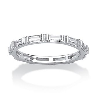 PalmBeach Jewelry Simulated Birthstone Sterling Silver Eternity Band