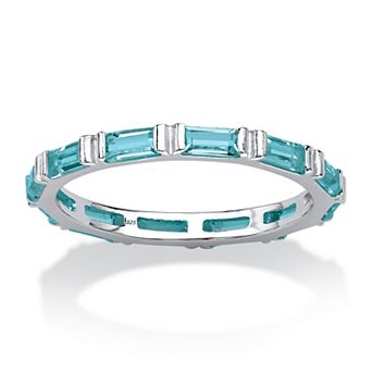 PalmBeach Jewelry Simulated Birthstone Sterling Silver Eternity Band