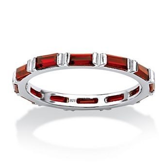 PalmBeach Jewelry Simulated Birthstone Sterling Silver Eternity Band