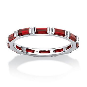 PalmBeach Jewelry Simulated Birthstone Sterling Silver Eternity Band