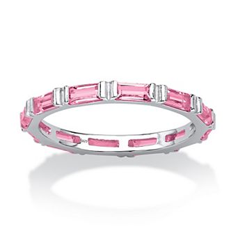 PalmBeach Jewelry Simulated Birthstone Sterling Silver Eternity Band