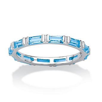 PalmBeach Jewelry Simulated Birthstone Sterling Silver Eternity Band
