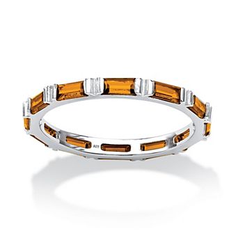 PalmBeach Jewelry Simulated Birthstone Sterling Silver Eternity Band