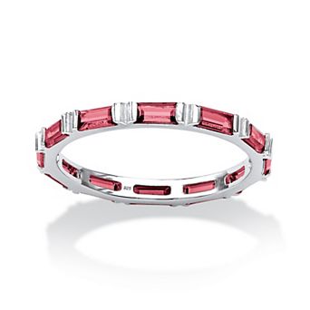 PalmBeach Jewelry Simulated Birthstone Sterling Silver Eternity Band
