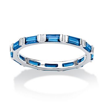PalmBeach Jewelry Simulated Birthstone Sterling Silver Eternity Band