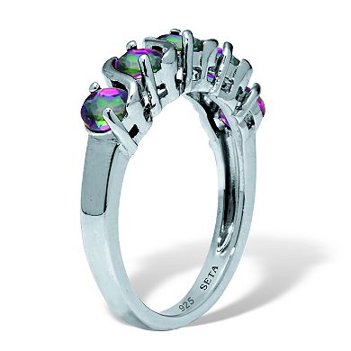 PalmBeach Jewelry 1.50 TCW Round Cut Genuine Mystic Fire Topaz Sterling Silver Ring