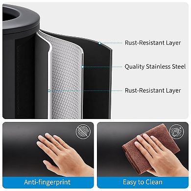 10.6 Gal Trash Can Stainless Steel Round Garbage Can with Removable Inner Bucket for Offices