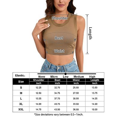 Womens Summer Basic Sleeveless Crew Neck Casual Crop Top Bustier Ribbed Fitted Cropped Tank Tops