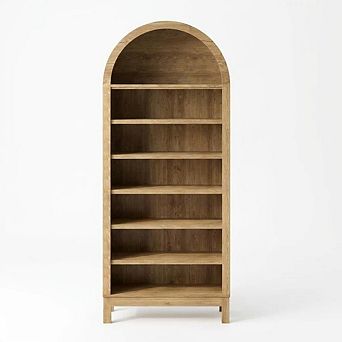 71 in Tall Arched Bookcase, 7 tier Arch Bookshelf Open Storage,Adjustable Shelves