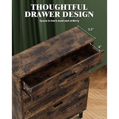 3-Tier Shoe Storage Cabinet , Flip Freestanding Entryway Organizer with Adjustable Shelves