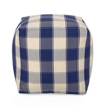 GOODSILO Square Checkered Pouf Ottoman Floor Cushion Decorative Home Accent