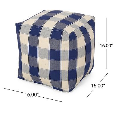 GOODSILO Square Checkered Pouf Ottoman Floor Cushion Decorative Home Accent