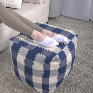 GOODSILO Square Checkered Pouf Ottoman Floor Cushion Decorative Home Accent