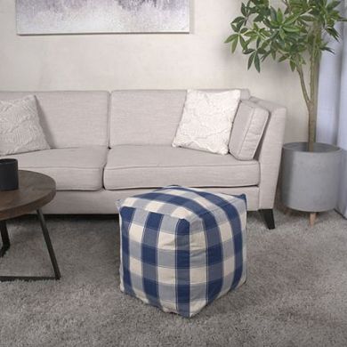 GOODSILO Square Checkered Pouf Ottoman Floor Cushion Decorative Home Accent