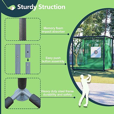 ELEMENT ACE Metal Frame Golf Practice Net Cage Kit for Backyard Training Simulators