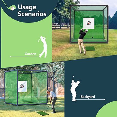 ELEMENT ACE Metal Frame Golf Practice Net Cage Kit for Backyard Training Simulators