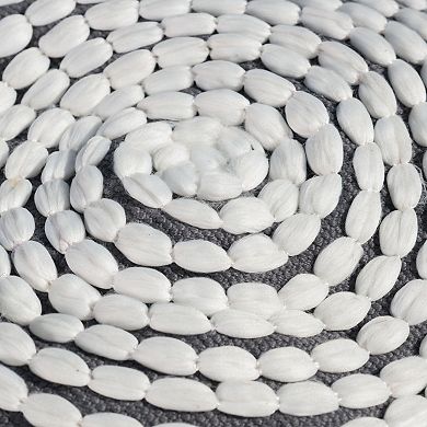 GOODSILO Water Resistant Cylindrical Pouf Ottoman with Geometric Pattern