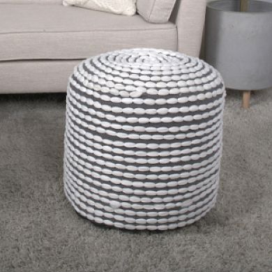 GOODSILO Water Resistant Cylindrical Pouf Ottoman with Geometric Pattern