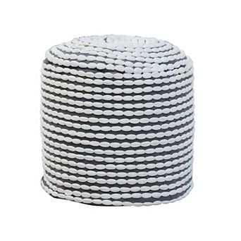 GOODSILO Water Resistant Cylindrical Pouf Ottoman with Geometric Pattern