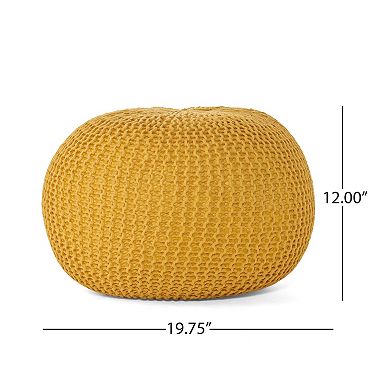 GOODSILO Knitted Cotton Round Pouf Ottoman Floor Cushion Decorative Home Accent
