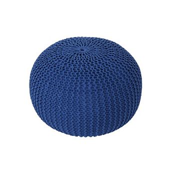 GOODSILO Knitted Cotton Round Pouf Ottoman Floor Cushion Decorative Home Accent